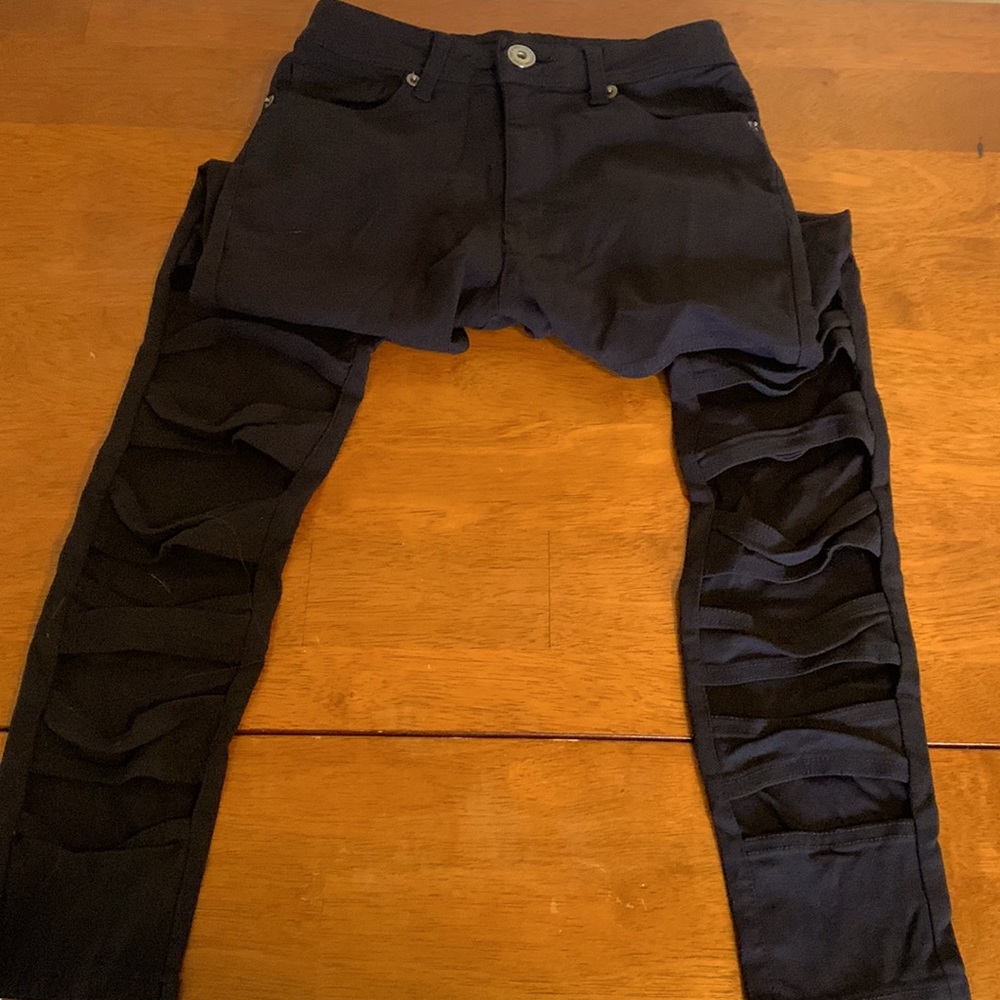 Red Fox cut out leg black stretchy skinny jean